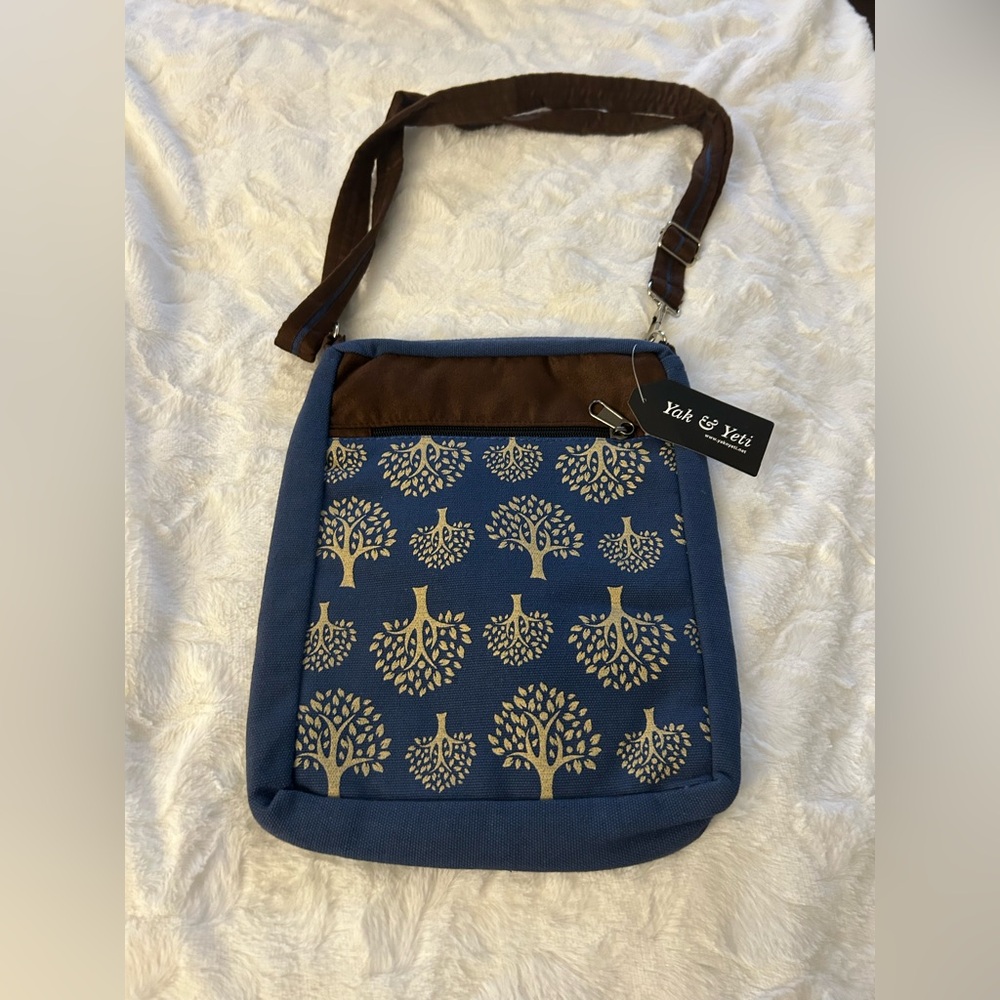 Yak & Yeti Blue and Brown Crossbody Bag